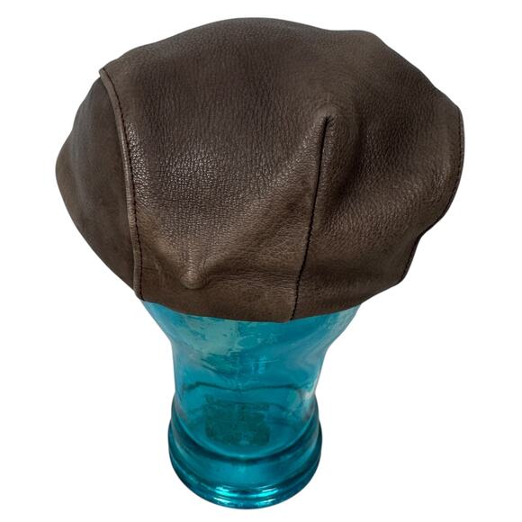Vintage Orvis Flat Cap Men’s Large Brown 100% Deer Skin Leather Driving Hat - Picture 4 of 11